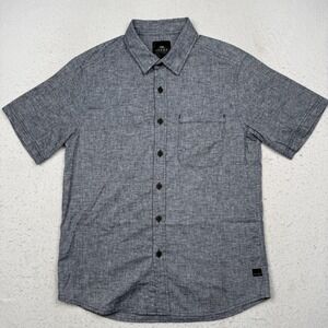 Sitka Shirt Mens Medium Blue Chambray Short Sleeve Button Up Hemp Stretch Casual